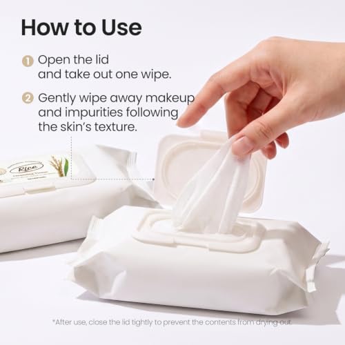SKINFOOD Rice Cleansing Wipes - Hypoallergenic Makeup Remover (80 Sheets)