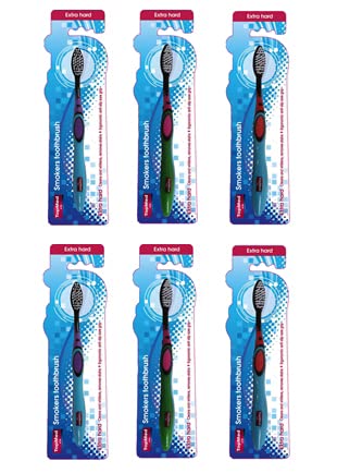 TOPMED ETS Smokers Toothbrush, Extra Hard Bristles, 6-Pack