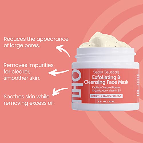 Korean Exfoliating Face Scrub 2oz - Natural Skin Refining & Clarifying Mask