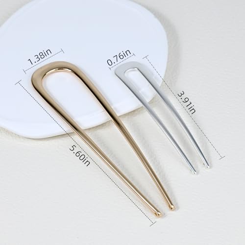 4Pcs French Hair Pins for Women - Gold & Silver U-Shaped Hair Accessories