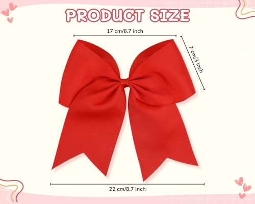 7 Inch Red Jumbo Cheer Bow Clip for Women - DS. DISTINCTIVE STYLE