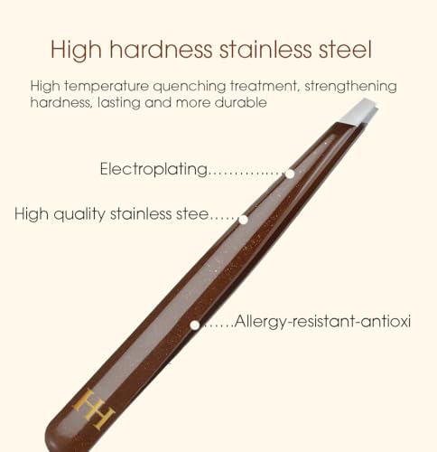 Professional Stainless Steel Eyebrow Tweezers with Leather Case - Precision Brow Tool