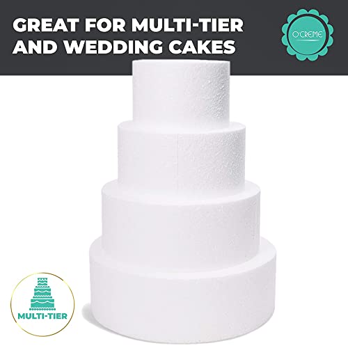 O'CREME Polystyrene Dummy Cake Display - Round 7” x 3” for Decorating