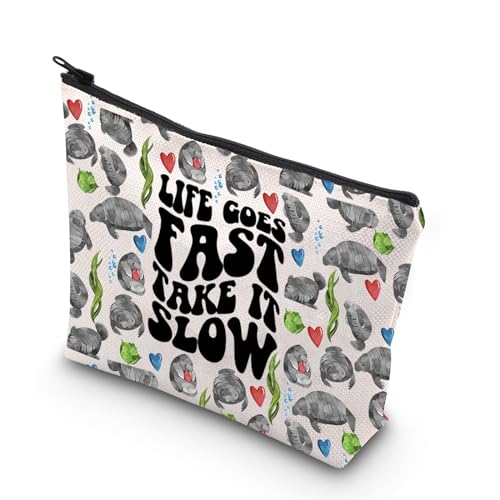 Life Goes Bag (Life Goes) TSOTMO Manatee Cosmetic & Toiletry Pouch - Zippered Gift for Sea Creature Lovers
