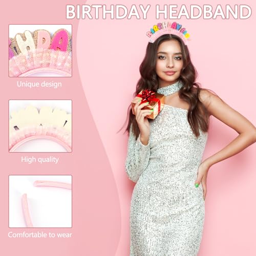 Birthday Girl Headband Crown for Women & Girls - Colorful Felt Accessory