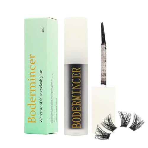 BODERMINCER Waterproof Black Lash Glue - Strong Hold for Cluster & Strip Lashes 4ml, Lash Clusters Glue