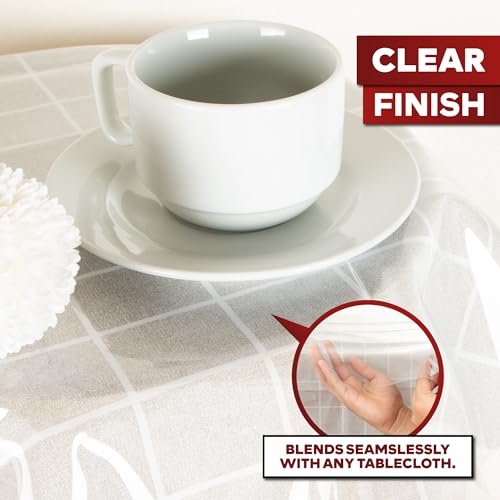 XFasten 60" Round Clear Table Cover Protector - UV-Resistant Vinyl