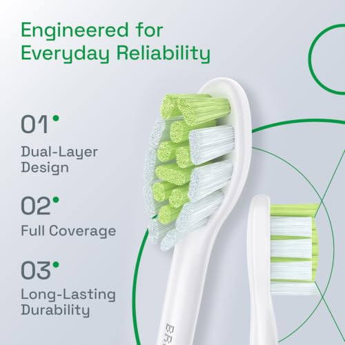 Brushmo White Diamond-Shape Toothbrush Replacement Heads, 8 Pack, Compatible with Philips Sonicare, Medium Firm Bristles