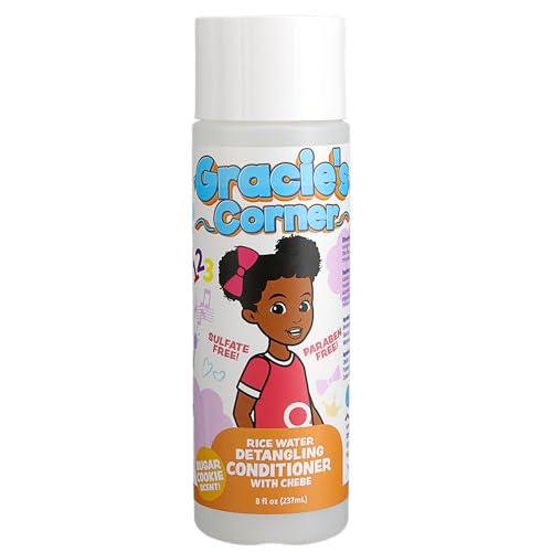 Gracie's Corner Rice Water Detangling Conditioner for Kids - 8 oz Moisturizing Formula for Curly & Coily Hair, Sulfate & Paraben Free