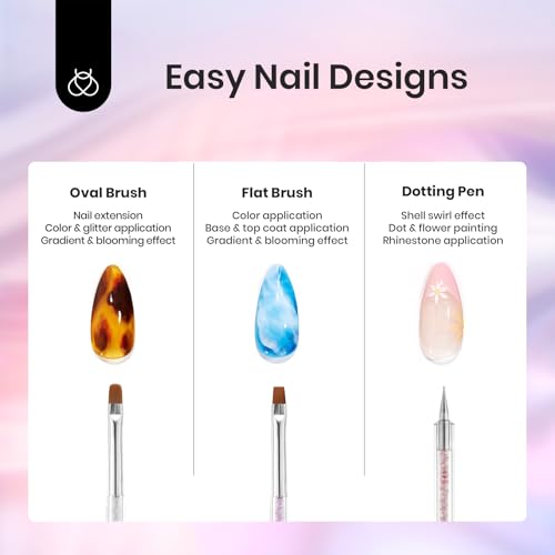 Beetles 8Pcs Double-Ended Nail Art Brush Set with Stickers
