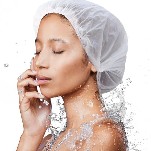 Disposable Waterproof Shower Caps 100 Pcs Biodegradable Hair Cover for Spa Travel