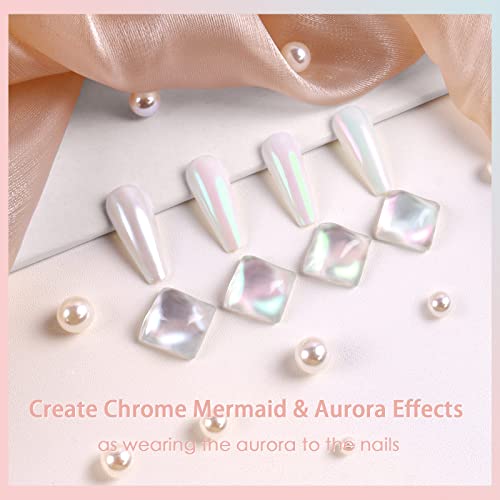 Allstarry Chrome Nail Powder Kit - Iridescent Aurora Glitter Set