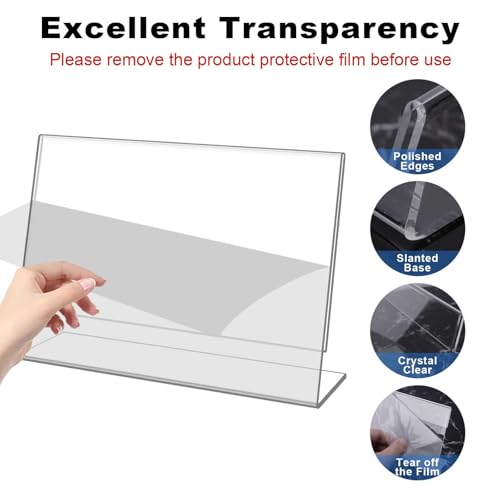 6 Pack Clear Acrylic 6x4 Inch Self Standing Picture Frames