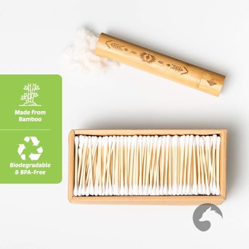 Bamboo Cotton Swabs 500 Count | Eco-Friendly & Pure Cotton Buds | Double Tipped Sticks | 100% Plant-Based & Natural | Perfect for Makeup & Nail Applications, Arts & Crafts, Removing Dust & Dirt¡¦