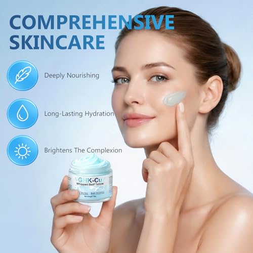 Barklytic GHK-Cu Copper Peptide Beef Tallow Balm, 2 Fl Oz - Hydrating Facial Moisturizer for All Skin Types