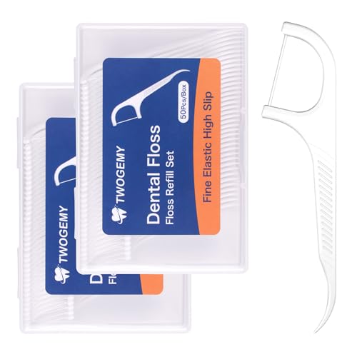Twogemy Dental Floss Picks - 100 Count Interdental Cleaning Sticks