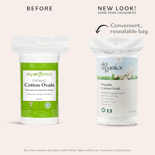 Sky Organics Organic Cotton Dual-Textured Large Pads - 120 Count, Chlorine-Free, Pack of 2