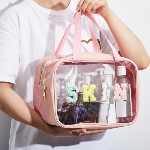 Travel Makeup Bag with Clear PVC Front & Double Layer Spacious Organizer