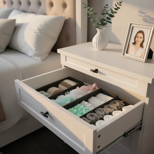 Bructhun 3-Pack Sock Drawer Organizer - Collapsible Fabric Storage Bins