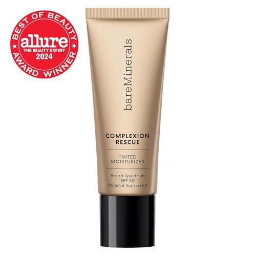 bareMinerals Complexion Rescue Tinted Moisturizer with SPF 30, Hydrating Tinted Mineral Sunscreen with Hyaluronic Acid, Sheer-to-Light Coverage, Multi-tasking, Skincare Infused Makeup