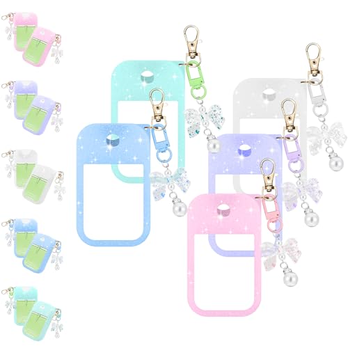 QIOFEARTH 5PCS Silicone Case for Touchland Hand Sanitizer Spray with Bow Keychain