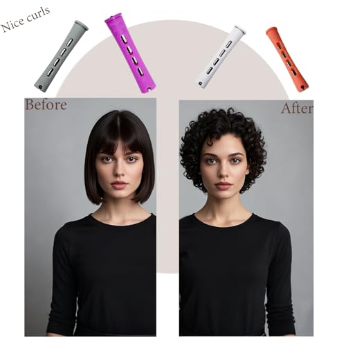 48pcs Hair Perm Rods Set with Curling Paper & Comb - Heatless Curling Tools