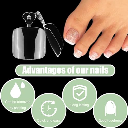 LuckForever 240pc Clear Press-On Short Square Toenail Tips