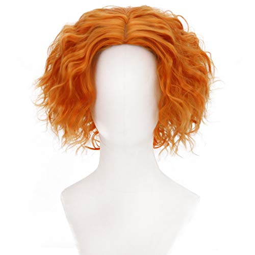 PARTY ZONE Orange Short Curly Cosplay Wig - Synthetic Wavy Costume Hair