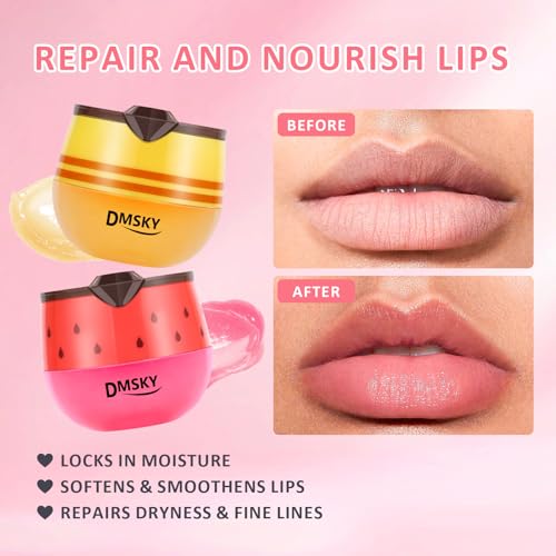 DMSKY 6-Pack Honey Pot Lip Balm Set with 6 Flavors - Lip Mask & Nourishing Lip Care