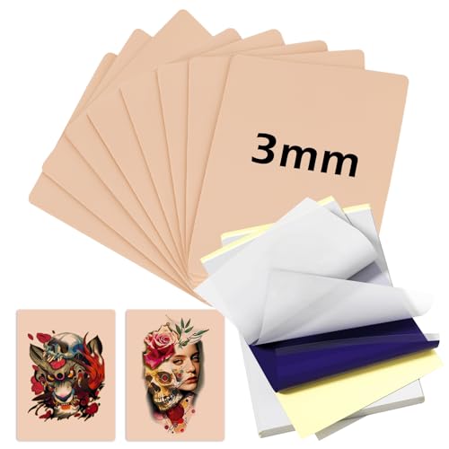 Jconly 28pcs Tattoo Skin & Transfer Paper Kit - 8 Fake Skins & 20 Papers