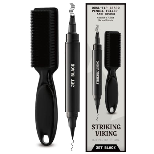 Jet Black Beard Pencil Filler & Brush for Men - Striking Viking