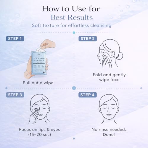 Angel Beauty Micellar Makeup Remover Wipes – 30 Individually Wrapped Facial Cleansing Wipes with Aloe, Avocado & Vitamin C