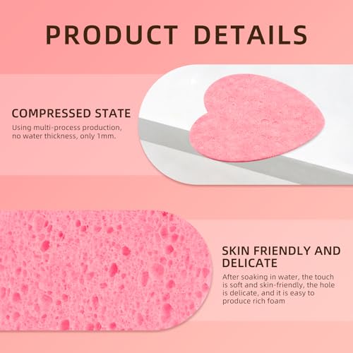 50-Pack Natural Heart-Shaped Facial Cleansing Sponges