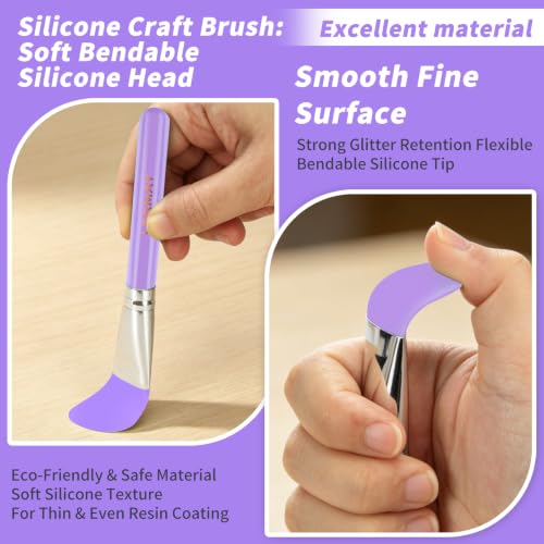 LORMAY 9-Piece Silicone Brush Set for UV Resin Crafting & Makeup