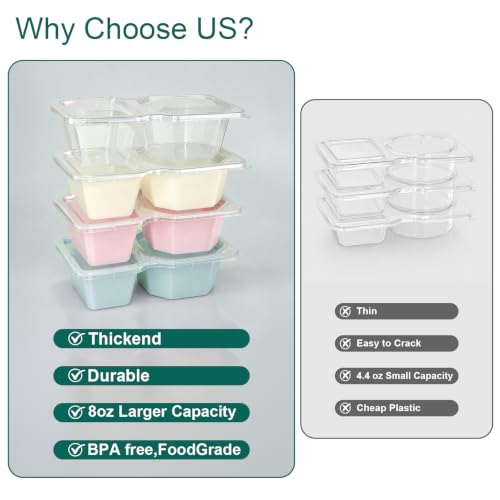 QCQHDU 8 oz Dual-Compartment Snack Containers with Lids - Stackable & Leak-Proof