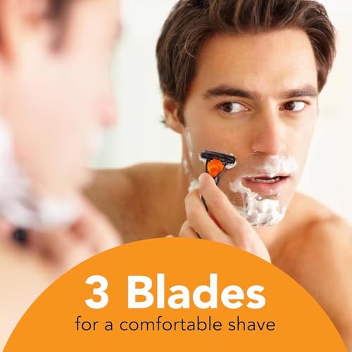 BIC Comfort 3 Men's Refillable 3-Blade Razors with 1 Handle and 12 Cartridges, Smooth Shave Kit for Dorm and Daily Grooming, College Dorm Room Essential, Shower Caddy and Toiletry Bag Ready