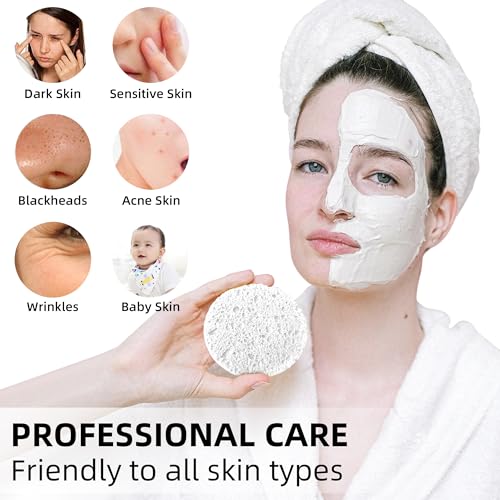 Kickleen 120-Count White Compressed Facial Sponges for Deep Cleansing