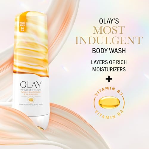Olay Indulgent Moisture Body Wash for Women, 24hr Hydration, Mango Butter & Vanilla Orchid, 20 fl oz