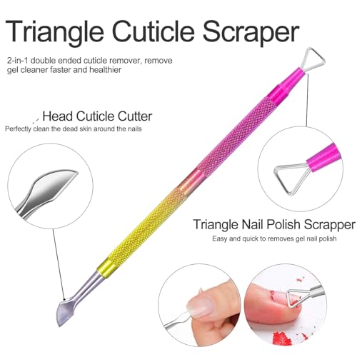 Natural Gel Nail Polish Remover Set with Nail Buffer & Cuticle Pusher