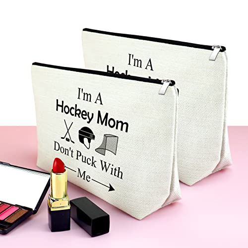 I'm a Hockey Mom Don't Puck with Me Makeup Bag Set - 2 PCS