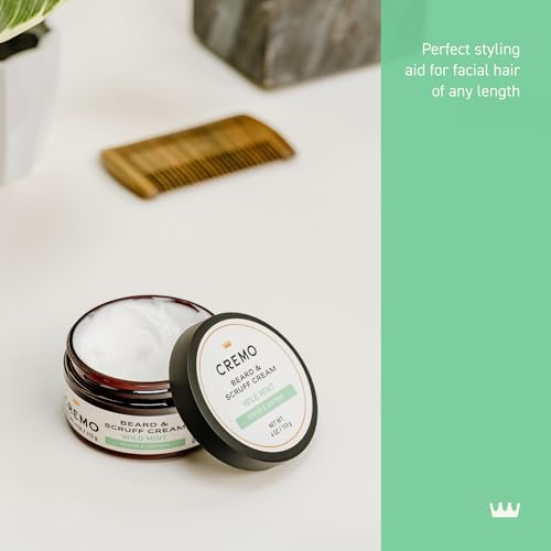 Cremo Beard & Scruff Cream Wild Mint 4 oz - Nourishing Facial Hair Moisturizer for All Lengths