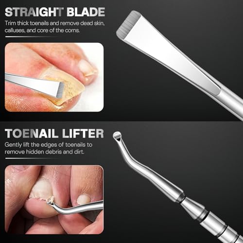 6PCS Ingrown Toenail Treatment Set with Leather Case - Professional Pedicure Tools