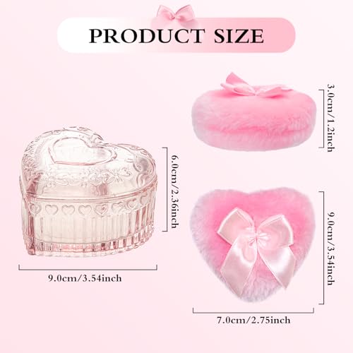 Large Body Powder Puff and Crystal Glass Container Set for Dusting & Shimmer