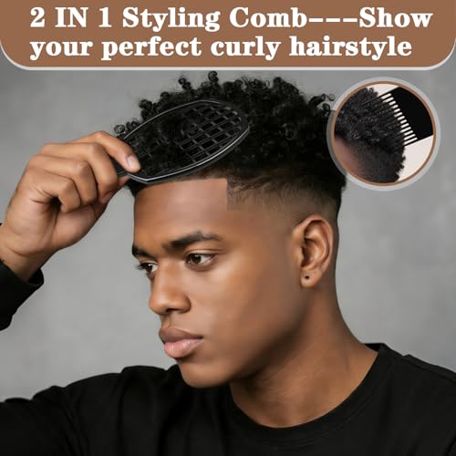 3-Pack Silicone Curling Hair Brush & Afro Pick Set for Natural Hair