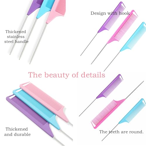 Topsy Tail Hair Tool Set 9pc — Rat Tail Combs & Loop Styling Tools for Women & Girls