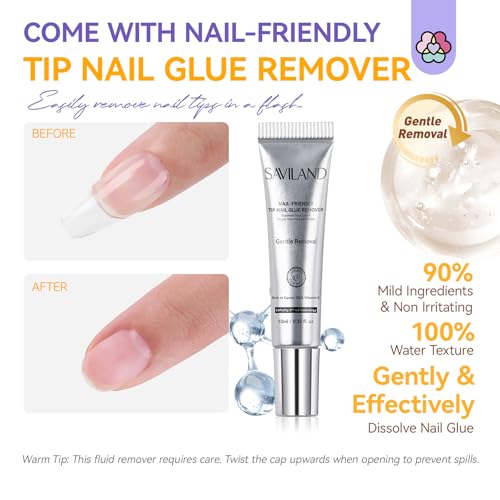 SAVILAND Long-Lasting Nail Glue Gel with Remover for Press-On Nails, No UV Needed
