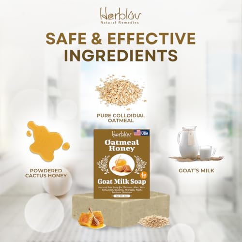 Oatmeal Honey Goat's Milk Soap Bar - Natural Skin Relief for Eczema & Irritation