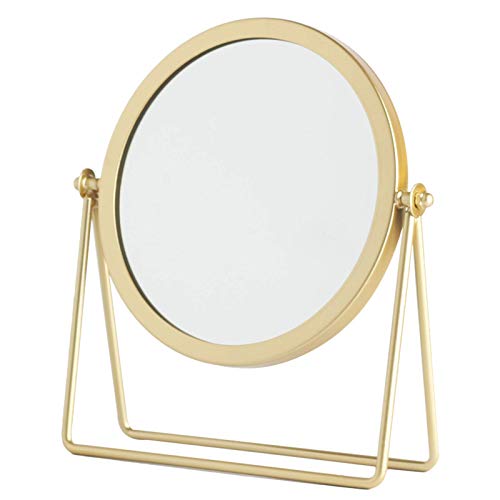 Golden 360° Swivel Makeup Mirror - Round Desktop Stand Mirror