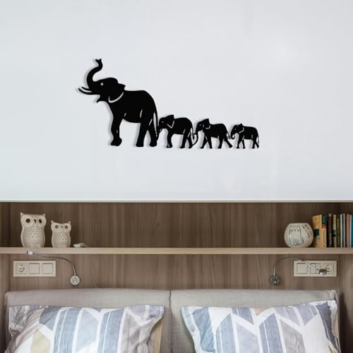 Abstract Geometric Elephant Metal Wall Art - 16x8 Inch Decor