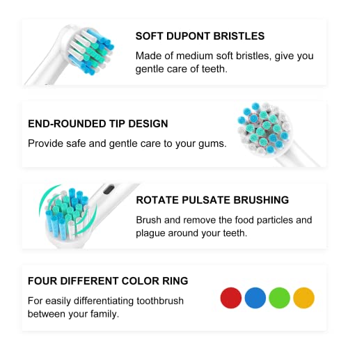ELFIN 8 Pack Electric Toothbrush Replacement Heads for Oral-B